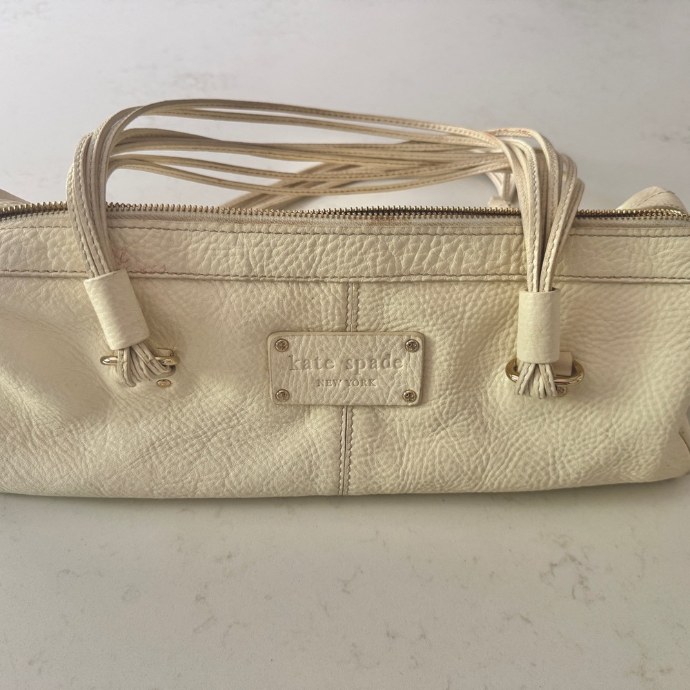 Kate Spade Cream Shoulder Bag with Textured Leather